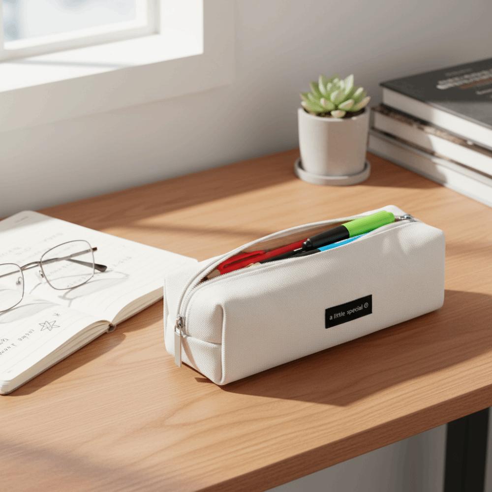 Small Size Canvas Pencil Case Solid Color Pencil Organizer Case  Stationery Storage