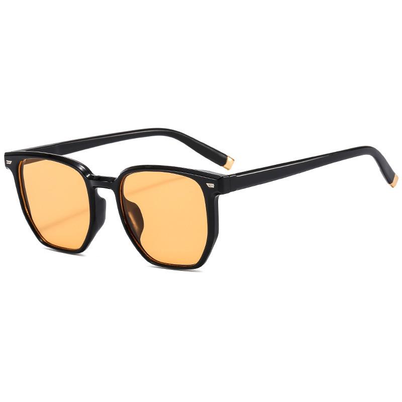 Ocean Square Sunglasses For Women Men Highend Fashion Uv400 Fullframe Black Yellow Lens Outdoor Sports
