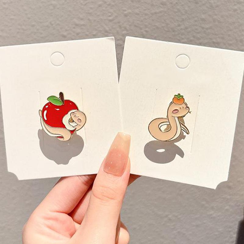 Year Cute Snake Brooch Metal Badge Cartoon Brooch Bags Clothing Accessories