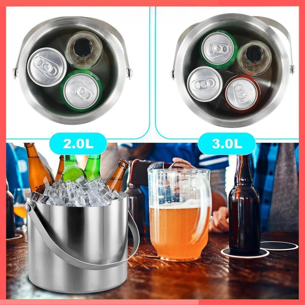 2,0L/3,0L Großer Kapazität Eiswürfelbehälter Behälter doppelwandig Edelstahl isoliert Eiswürfelbehälter wiederverwendbar Eiswürfelbehälter