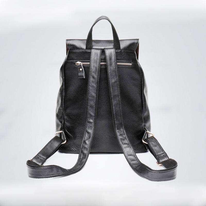 Genuine Leather Korean Version Cowhide Top Backpack Women's Preppy School Bag