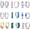 Women's 925 Silver Circle Style Simple Colorful And Shiny Zircon Earrings Fit For Attend A Wedding Exquisite Jewelry