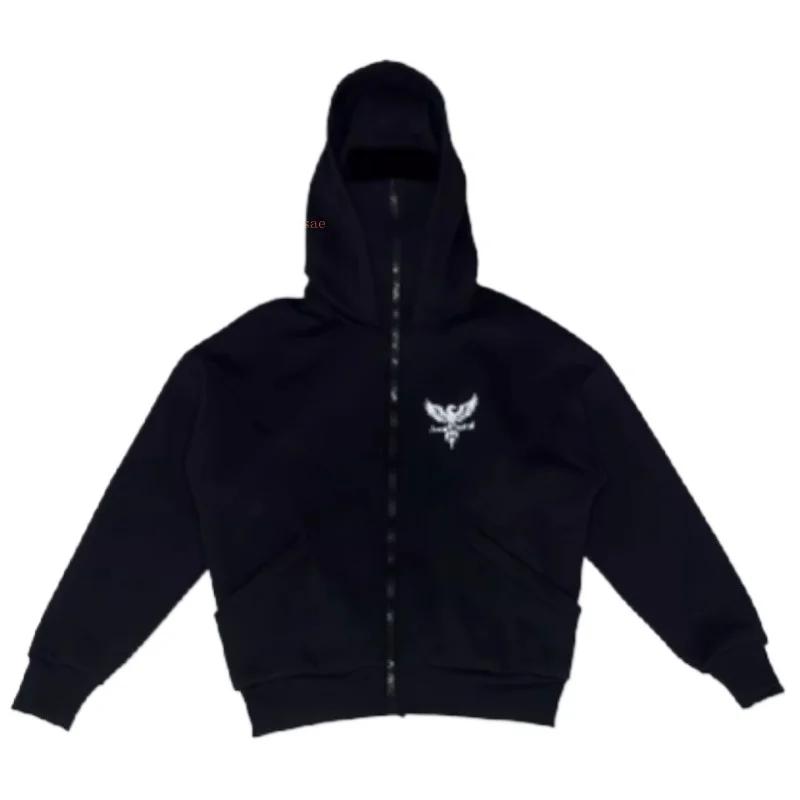 

Толстовка с капюшоном на молнии с принтом орла и маской ниндзя 2010 года, спортивная зимняя модная уличная куртка для пар XXL