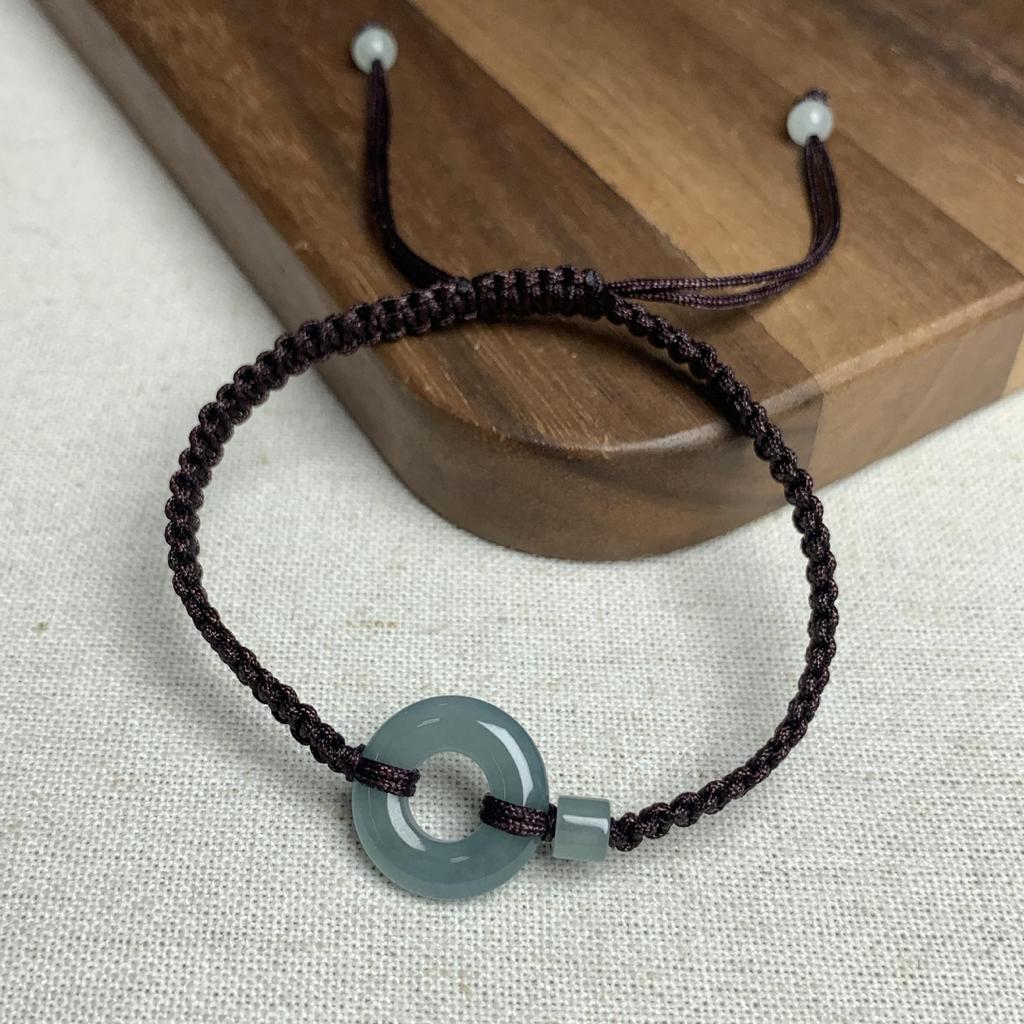 A-Grade Natural Jade Ping An Kou Red String Bracelet - Couple Style, Handmade in China