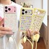 Acrylic Cartoon Bear Phone Case With Stripe Floral IPhone 17 Pro Max 16 15 14
