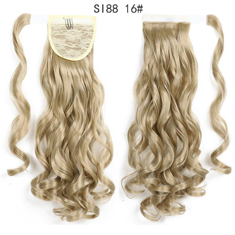 MISSQUEEN 22 Inch Long Wavy Wrap Around Clip In Ponytail Hair Extension Heat Resistant Synthetic Ponytail Fake Hair Black Brown Women