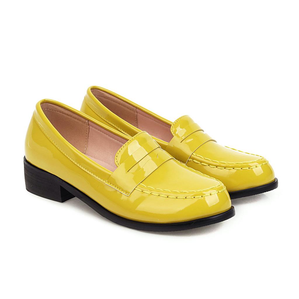 Produse noi de primăvară și toamnă, tocuri joase, retro, cu vârf rotund, mărime mare, casual, culoare uni, pantofi simpli de damă