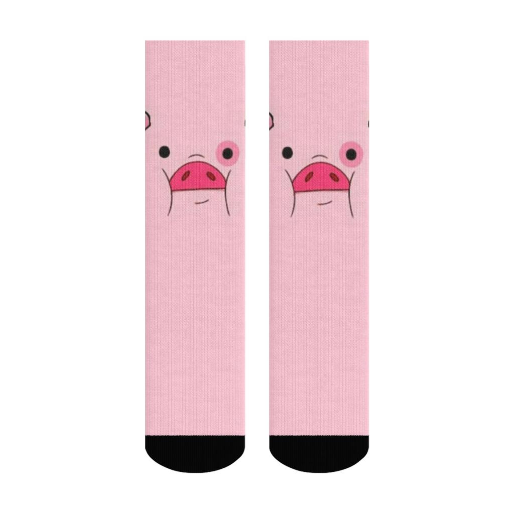 1 Pair  New Unisex Socks Adorable Pig Face Cartoon Prints Fun Design Casual Street Style Fashion Long Stocking