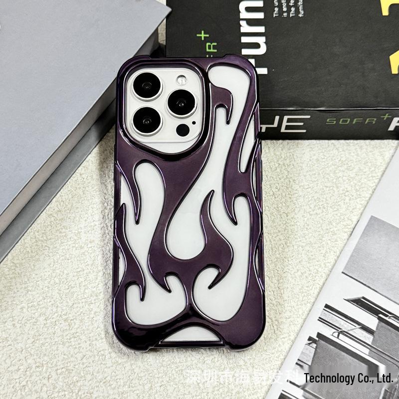 Apple 17 Pro Max Flame Heat Dissipation Case: Hollowed-Out, Frosted, Electroplated, Drop-Proof for iPhone 16/15.