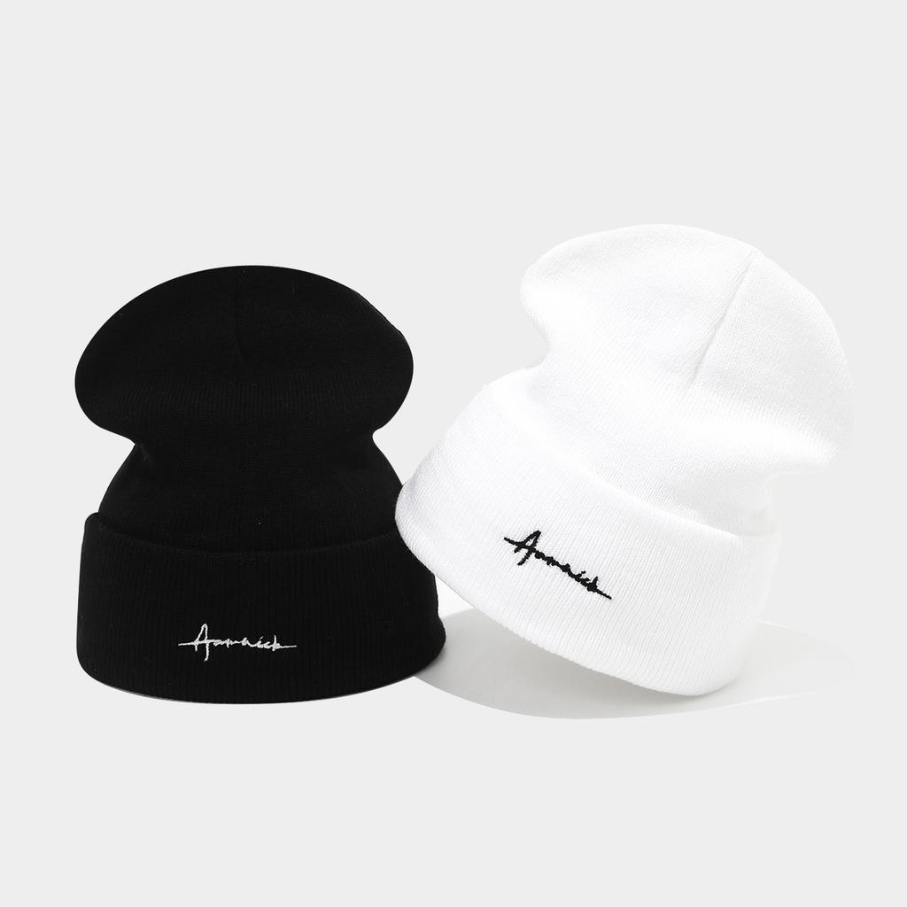 New autumn and winter personalized letter embroidery knitted hat Internet celebrity style men and women outdoor leisure sports warm wool hat