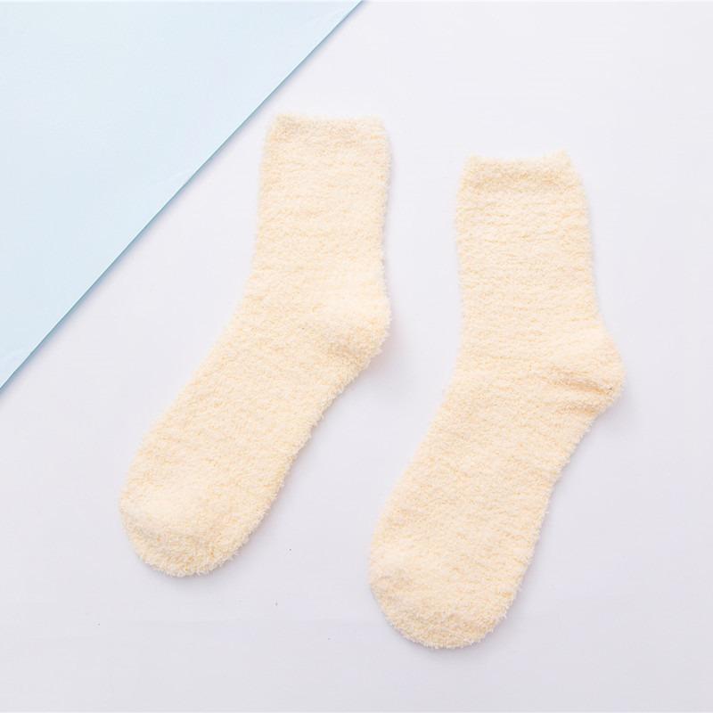 Winter Candy Farbe Korallen samt Frauen Warme Socken Plüsch Weibliche Verdickt Boden Schlafen Socke