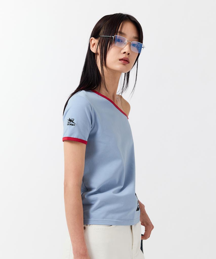 ODDSTUDIO Kitsch Star One-Shoulder T-Shirt - Sky Blue