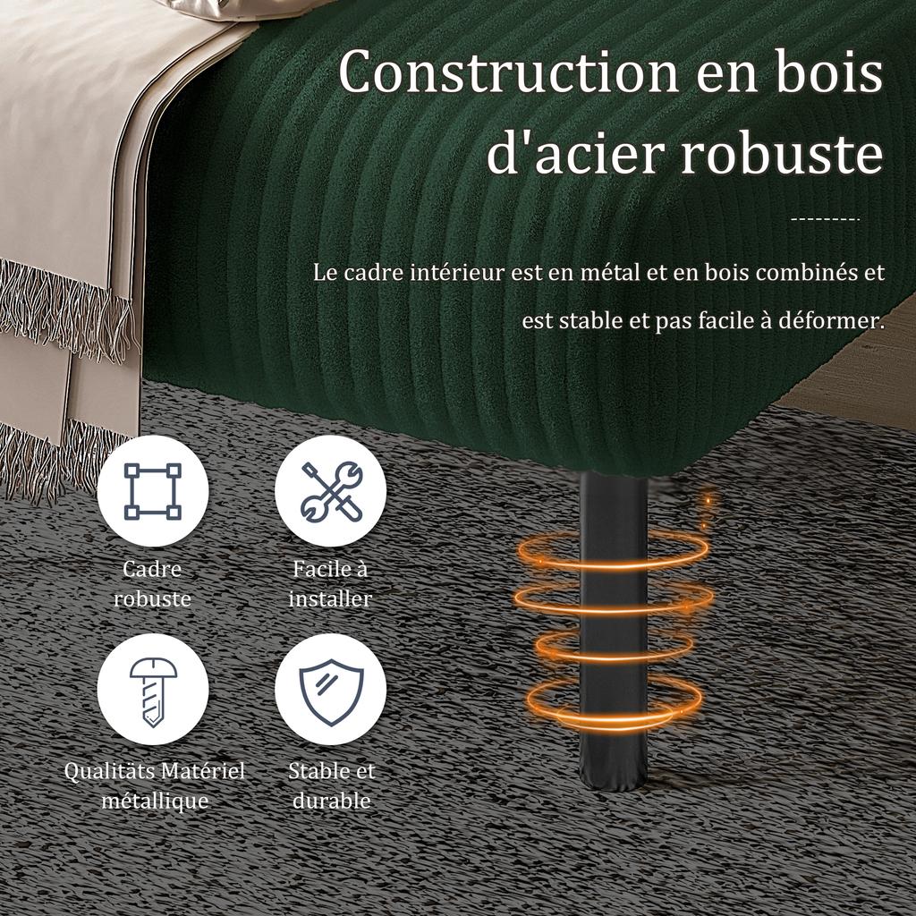 Zweisitzer aus Cord, Komfortpolsterung, Hohe Rückenlehne & Seitentaschen, Metallfüße, Einladende Weichheit, Optimaler Halt, Perfekt für Home-Office-Lounges