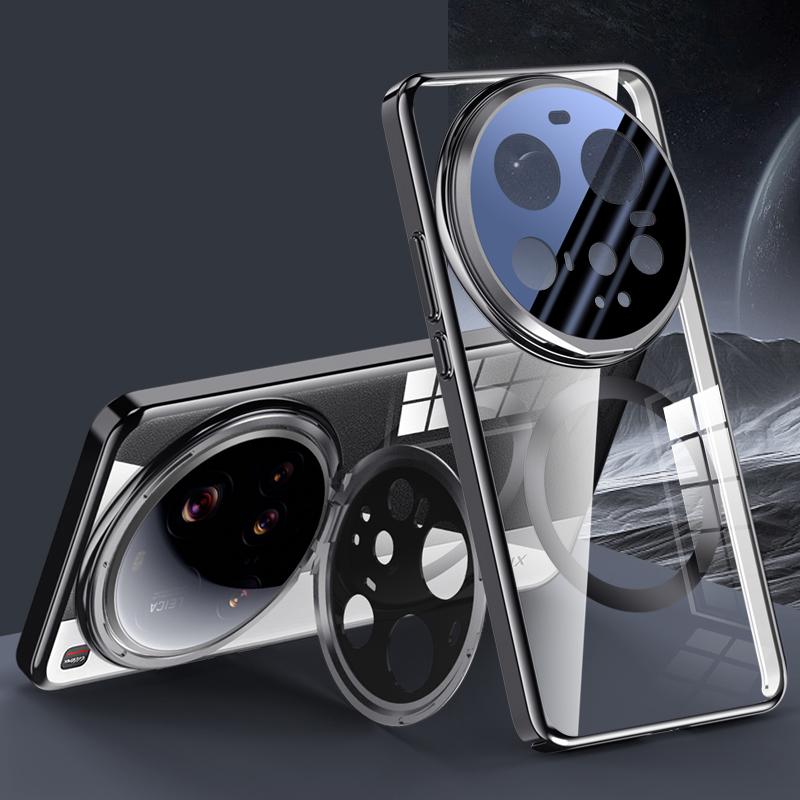 For Xiaomi 15 Ultra Case Compatible with MagSafe Lens Film Kickstand Clear PC Back Cover