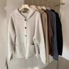 Hooded autumn and winter new single-breasted knitted cardigan fashionable versatile loose casual warm sweater jacket women