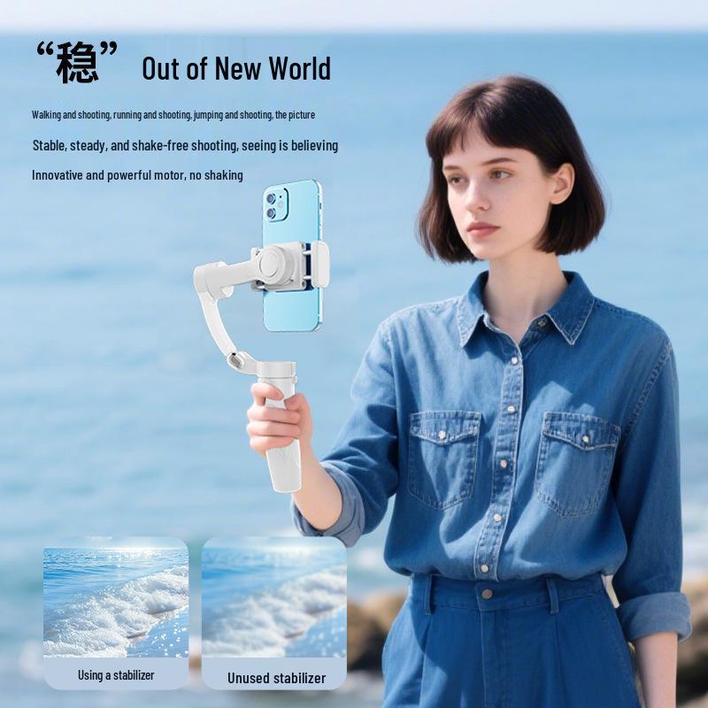 Three-Axis Handheld Gimbal for Smartphones with Face Tracking and Anti-Shake for Live Streaming and Photography