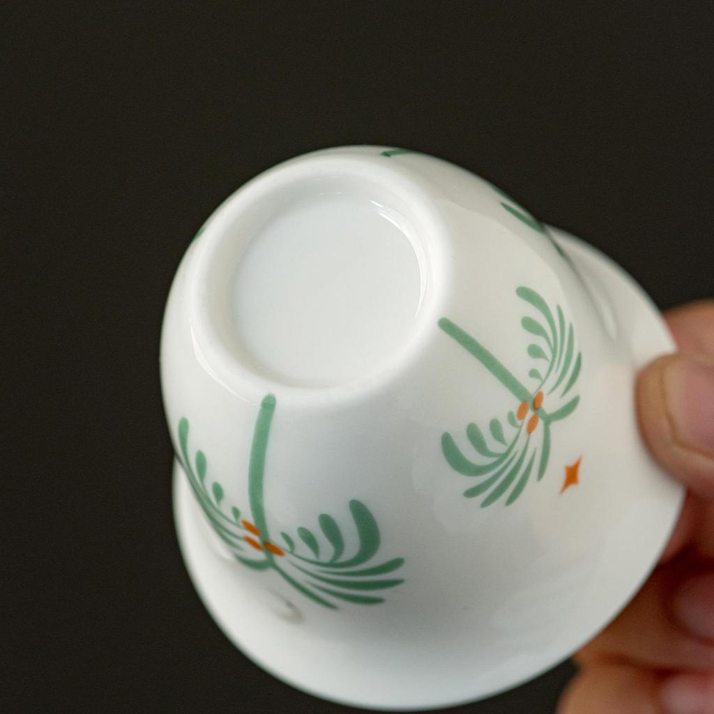 Set von 6 Arabischen Keramik-Kaffeetassen (70ml) - Mini Kava Design in Grün und Grau