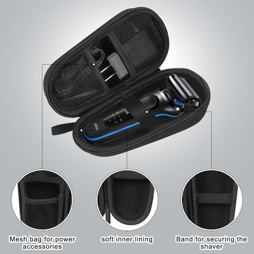 Hard EVA Razor Travel Case,Razor Carrying Case for Men's Razor with Mesh Pocket for Razor,Razor Storage Case for ElectricTrimmer