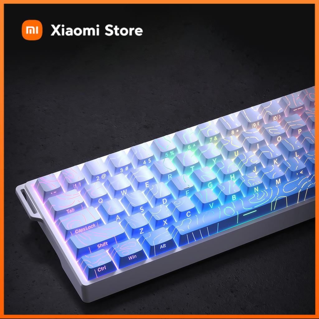 Xiaomi 134 Keys Blue Contour Side Print RGB Backlit Keycaps Double Shot PBT Keycaps Cherry Profile for MX Switches Mechanical Keyboard