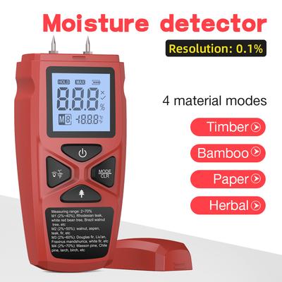 Two-Pin Digital Wood Moisture Meter High-Precision Timber Paper Humidity Tester LCD Display Bamboo Damp Detector