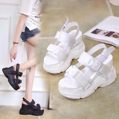 Mode Sommer Neue Hochhackige Sandalen Größe 34-39 Dicksohlige Keilabsatz Plus Hoch Einfarbig Zehenoffene Sandalen Plateau-Schuhe Damenschuhe