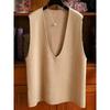 Autumn/Winter Women's V-neck 100% Pure Wool Loose Vest