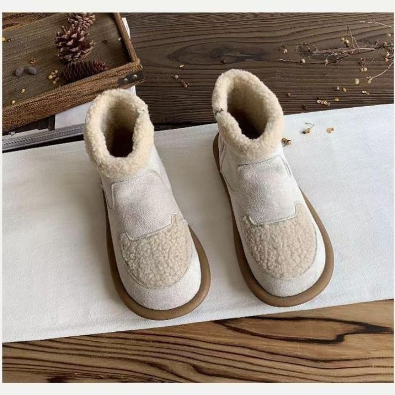 Anti-slip Snow Boots, Women's Ankle Boots, Flat, Fleece and Thickened Cotton Shoes, Warm Shoes