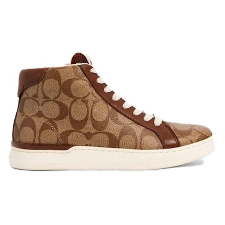 Coach Leather Comfortable High-Top Fashion Sneakers Men sneakers Brown G5385-KHSD