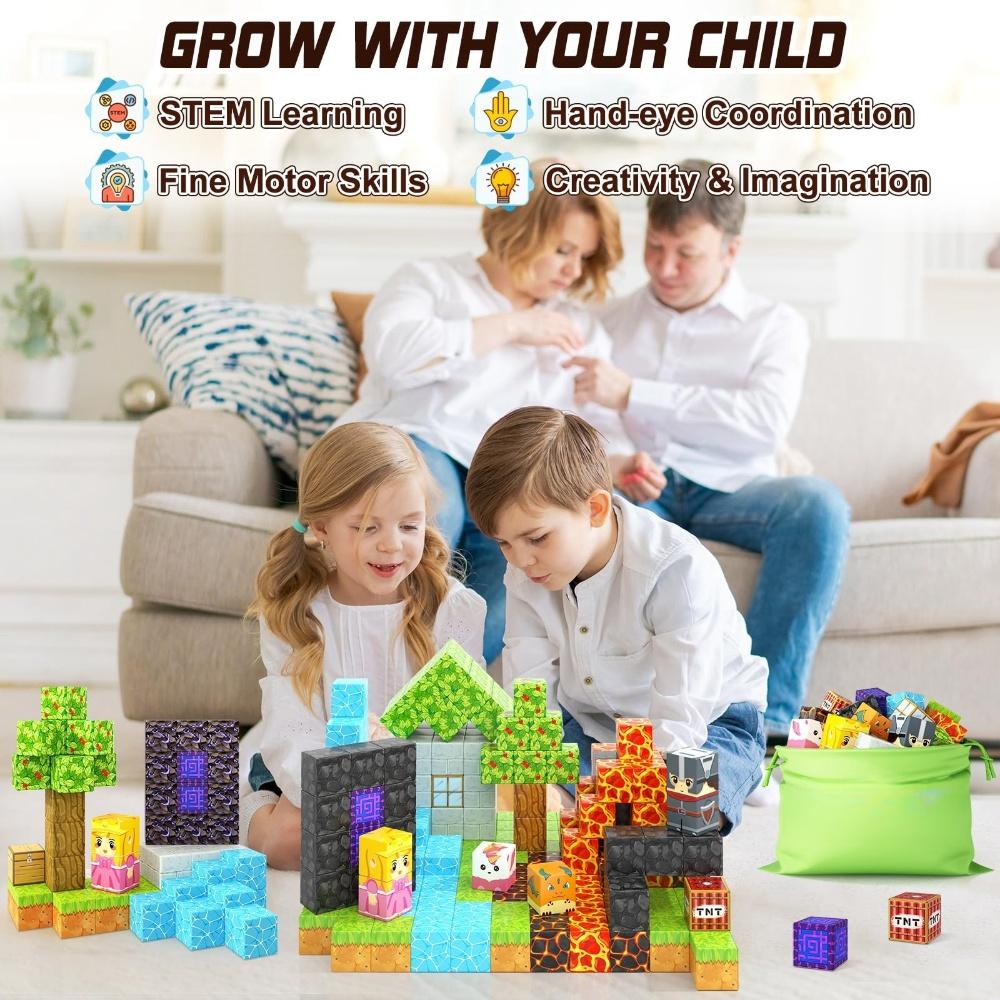 Magnetic Building Block Bricks  Architectural,Creative Cube Magnetic Building Blocks for Kids Birthday Gifts Toy