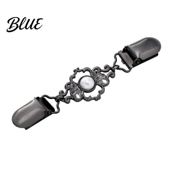 Dress Embellishment Clips Vintage Faux Pearl Sweater Clip Hold Cardigan Together Cincher Clip Clothing Decorative Buckle for Shawl Cloak,