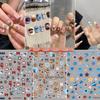 Patchwork Bear & Dora Adhesive Nail Stickers with Cute Heart and Camera Designs