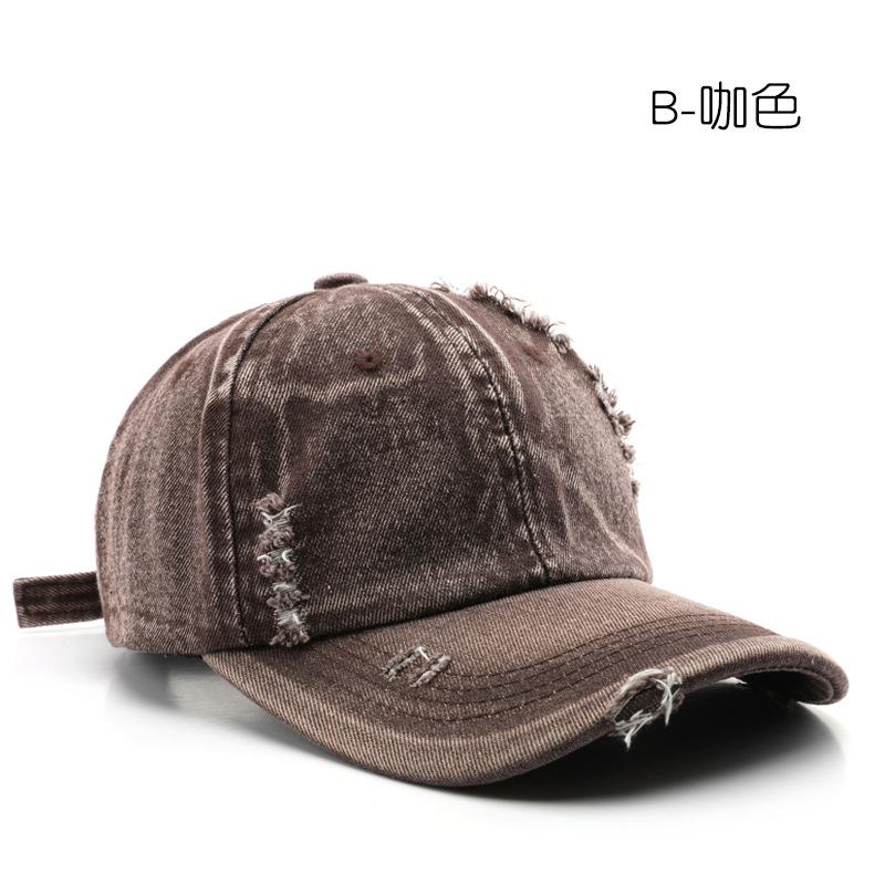 

Personalized washed hole solid color light board cap outdoor travel warm shade baseball cap темно-коричневого кольору