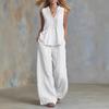 Women's Summer Casual Fashion Elegant Solid Color Sleeveless V-Neck Set