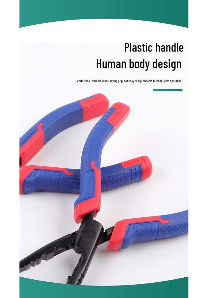Rust-Proof Teflon Needle-Nose Pliers with Hook, Bent Nose, Multifunctional Electrician's Tool, Non-Stick Wire Gripping Pliers