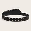 Punk Style Wide Belt with Gothic Eyelets Heavy Duty Faux Leather Unisex Fashion Accessory