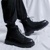 England Stil Herren Casual Plateau Stiefel Schwarz Stilvolle Naturleder Schuhe Party Abschlussball Kleid Cowboy Stiefelette Cool Kurze Stiefel