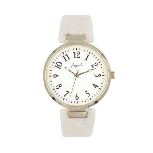 Follow Fragola Round Acetate Bangle Watch N02224S-3 WH Women's White