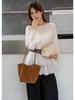 2025 Autumn/Winter Women's Genuine Leather Suede Tote - Large Capacity Bucket Bag