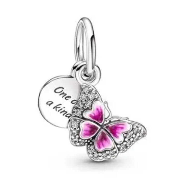 Neues Mode 925 Silber Schmetterling Sonnenblume Rose Anhänger Charm für Perlenarmband Damen Schmuck Geschenk