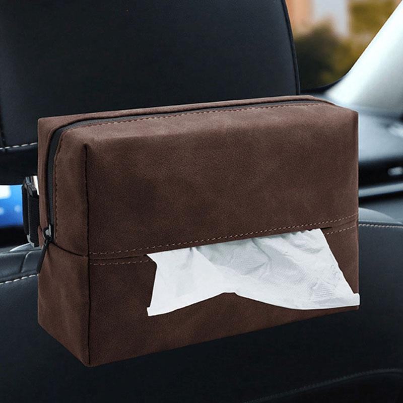 High quality suede car tissue holder - universal version suitable for headrests/armrests/sun visors, durable and stylish design