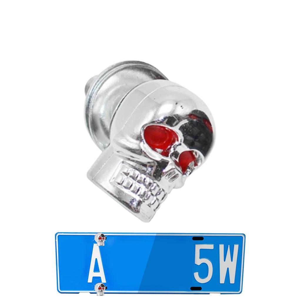 Skull Head Screw | Skull Red Eye Design for License Plate Bolts and Nuts