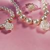 Flower Charm Pearl Elastics Bracelet Acrylic Necklace Bracelet Ring  Gifts