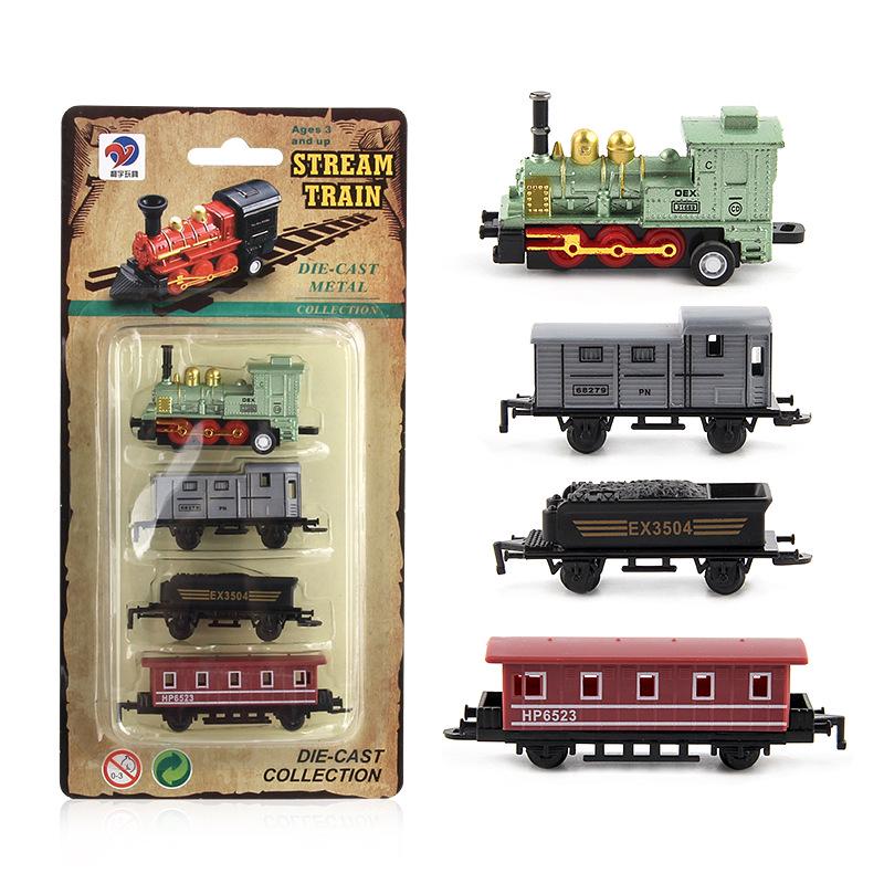 

English Version Of The Alloy Car Model, Retro Steam Pull-Back Simulation Train, Children S Toy Car Can Be Spliced At Will