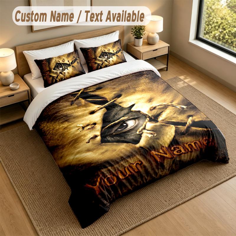 3Pcs Bedding Set Custom Name Text, 1 Sheet 2 Pillowcases Home Bed DecorJeepers Creepers The Creeper