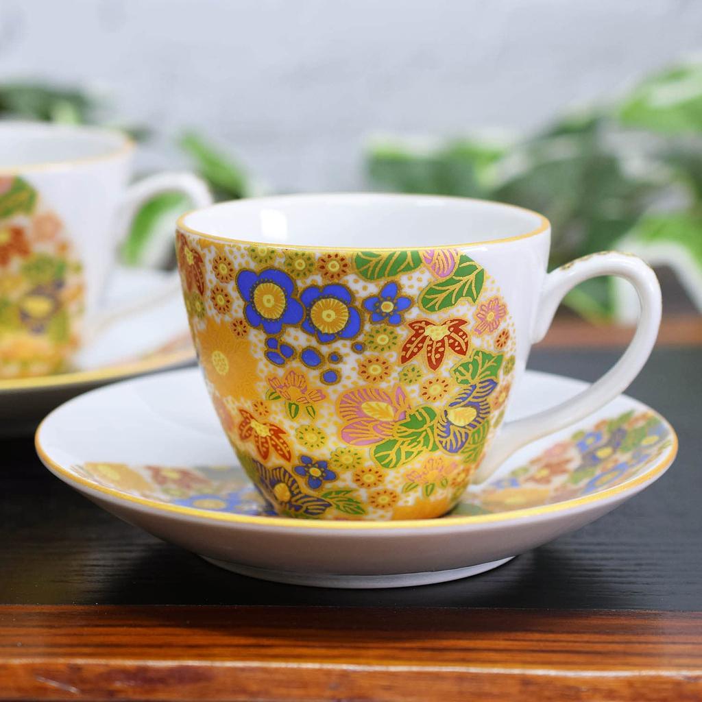 Koppfat Par Set Kutani-keramik Hanazume Snygg Keramikmärke Servis Tillverkad i Japan &