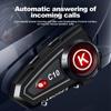 Motorcycle Helmet Headset C10 Stereo Bluetooth Roise Reduction Earphone IPX6 Waterproof  Support Connecting 2 Phones Same Time