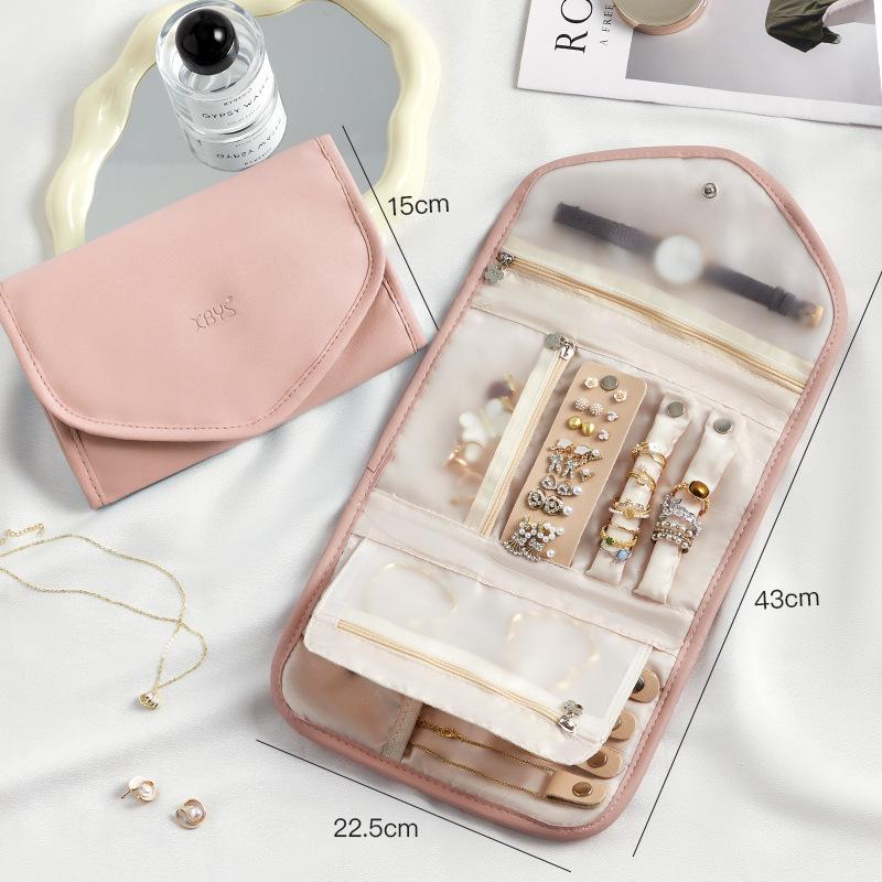 Popular Foldable Jewelry Case Roll Travel Organizer Portable for Journey Earrings Rings Diamond Necklaces Brooches Storage Bag