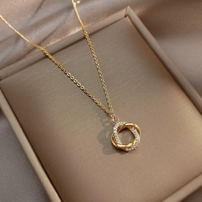 2. Diamond Rhinestone Choker Necklace, Gold Plated Sweater Chain for Women