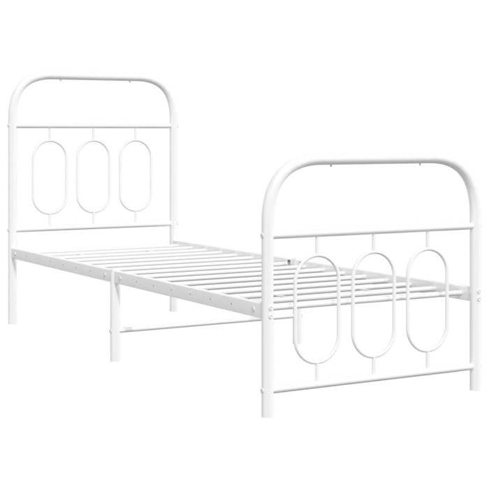 VidaXL Cadre de lit métal sans matelas avec pied de lit blanc 75x190cm 377174