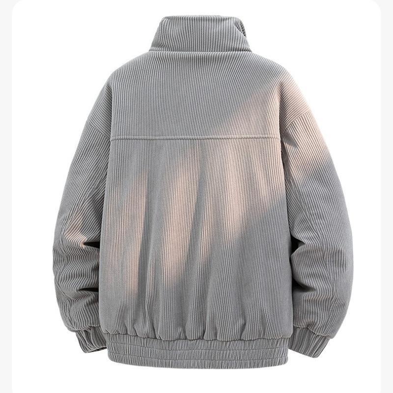 Men's Autumn Winter Corduroy Stand Collar Cotton Jacket Plush Lined Thick Warm Casual Cooton Coat Male Clothing